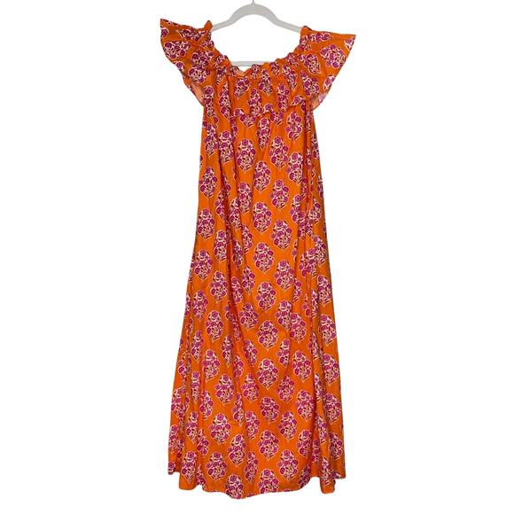 Pink City Prints Tuckernuck Tangerine Buta Print Tallulah Off the Shoulder Dress - Picture 11 of 11